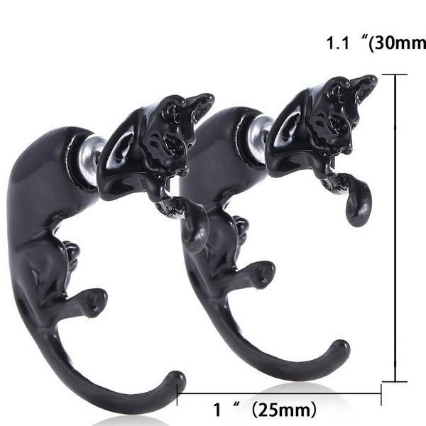 ネコ ピアス 黒猫 アクセ 猫 ねこ ブラック 黒 パンク ロック V系