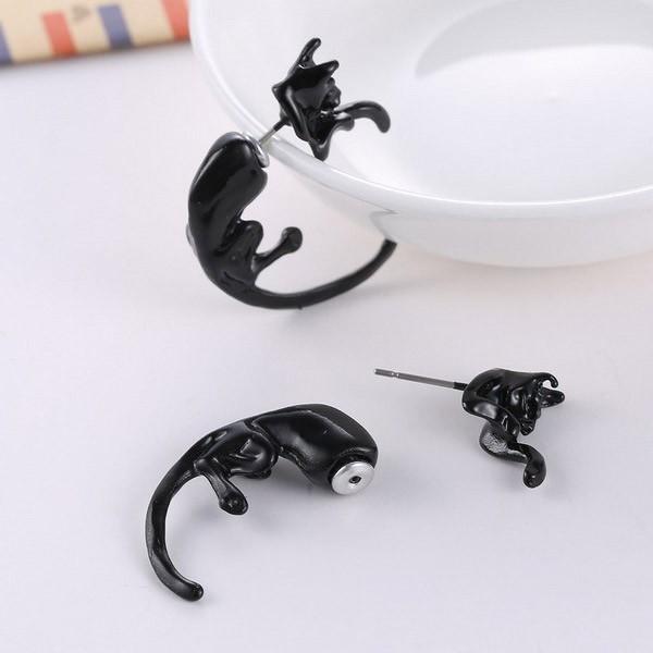 ネコ ピアス 黒猫 アクセ 猫 ねこ ブラック 黒 パンク ロック V系 ゴスロリ ハロウィン スチームパンク 可愛い カッコイイ アニマル 片耳 スタッド 個性 |  | 03