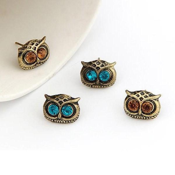 ピアス フクロウ ジルコニア アイ ストーン ペアピアス 鳥