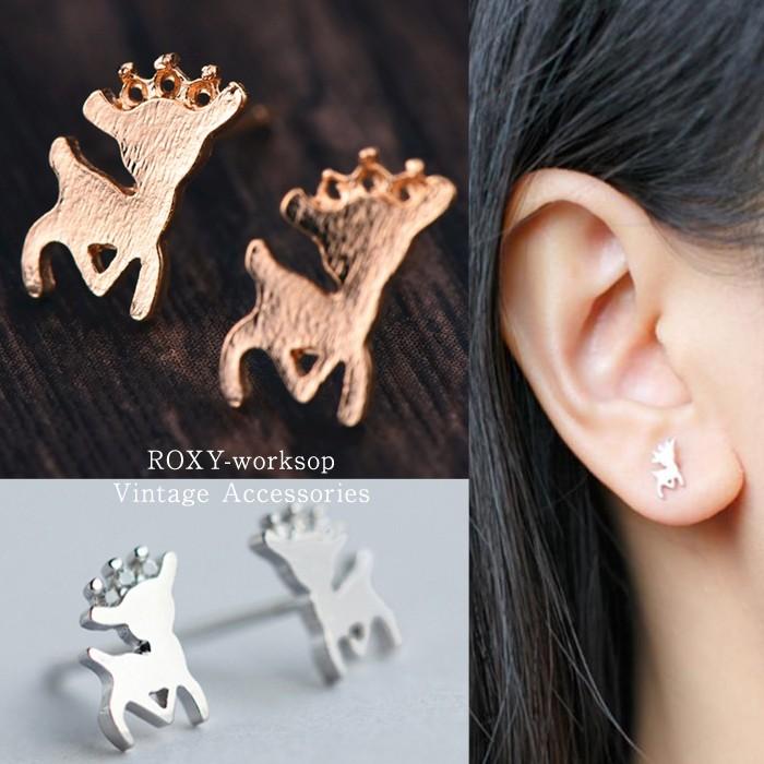 ピアス バンビ スタッドピアス 鹿 シカ 可愛い ビンテージ