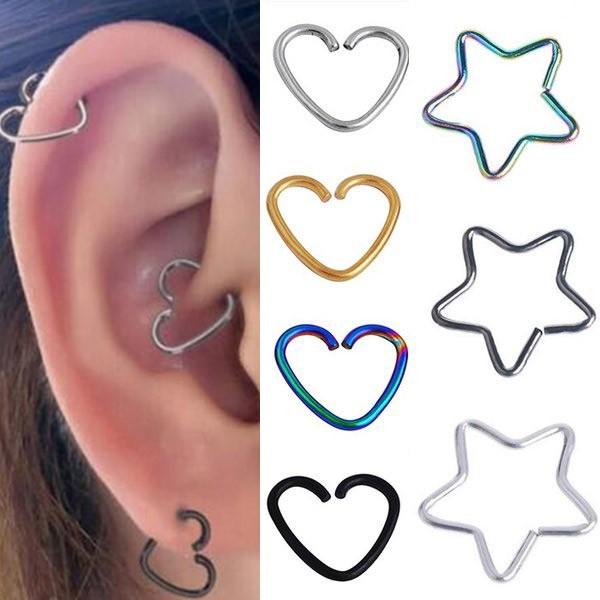 ねじる 装着 ワイヤー ピアス ハート スター ボディピアス 可愛い ビンテージ アクセサリー 大人可愛い ガーリー 316Lステンレス 金属アレルギー対応 | 