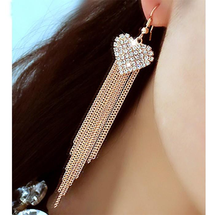 ピアス ハート チェーン ラインストーン ストーン シンプル 可愛い アクセサリー 大人 可愛い ガーリー シルバー ゴールド 結婚式 披露宴 お呼ばれ パーティ |  | 03