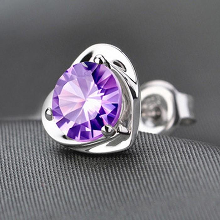 ハート アメジスト CZ ピアス シルバー925 キュービックジルコニア 可愛い アクセサリー 大人 シルバー ギフト シンプル プレゼント レディース |  | 01