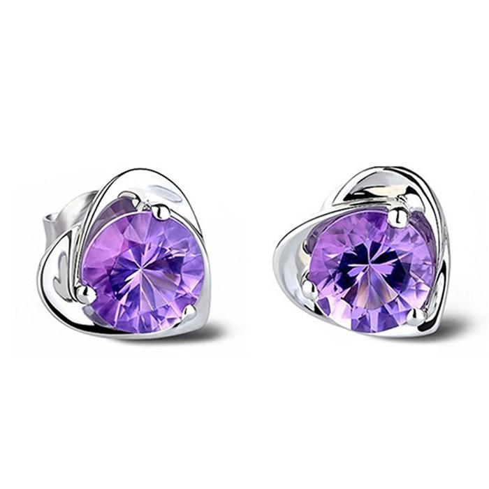 ハート アメジスト CZ ピアス シルバー925 キュービックジルコニア 可愛い アクセサリー 大人 シルバー ギフト シンプル プレゼント レディース |  | 02