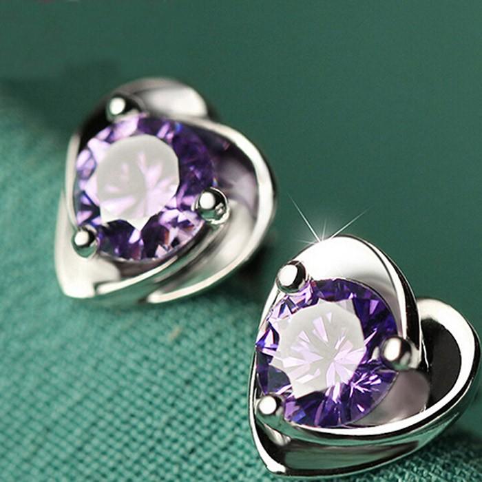 ハート アメジスト CZ ピアス シルバー925 キュービックジルコニア 可愛い アクセサリー 大人 シルバー ギフト シンプル プレゼント レディース |  | 04