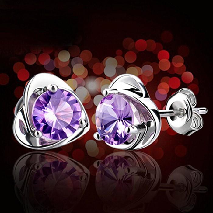 ハート アメジスト CZ ピアス シルバー925 キュービックジルコニア 可愛い アクセサリー 大人 シルバー ギフト シンプル プレゼント レディース |  | 05