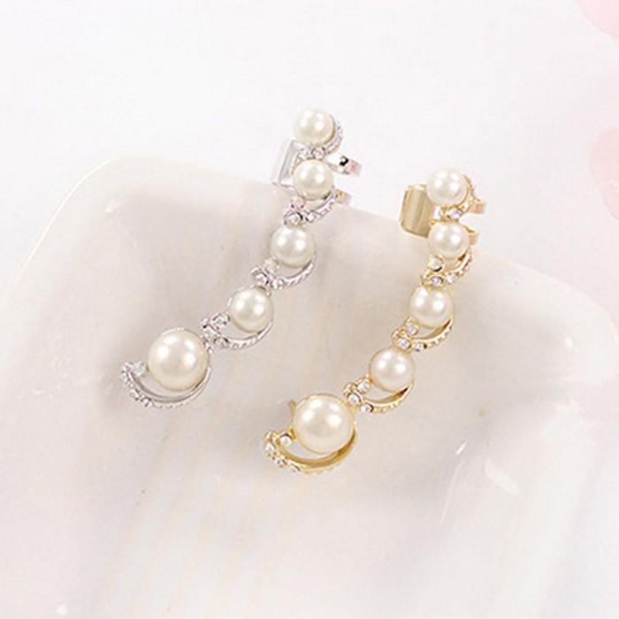 パール ピアス カフピアス レディース 5連 ストーン 可愛い ビンテージ アクセサリー 大人 ガーリー シルバー ゴールド 結婚式 披露宴 お呼ばれ |  | 05