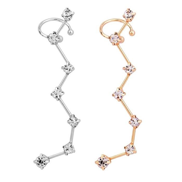 ピアス 星 スター 星座 北斗七星 イヤーカフ CZ ラインストーン