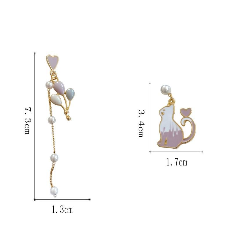 ピアス ネコ 猫 ねこ 風船 メルヘン パステル シンプル 可愛い ホワイト 白 チェーン レディース 揺れる 大人 ガーリー パール ハート ストーン 送料無料 |  | 10