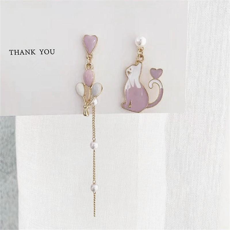 ピアス ネコ 猫 ねこ 風船 メルヘン パステル シンプル 可愛い ホワイト 白 チェーン レディース 揺れる 大人 ガーリー パール ハート ストーン 送料無料 |  | 04