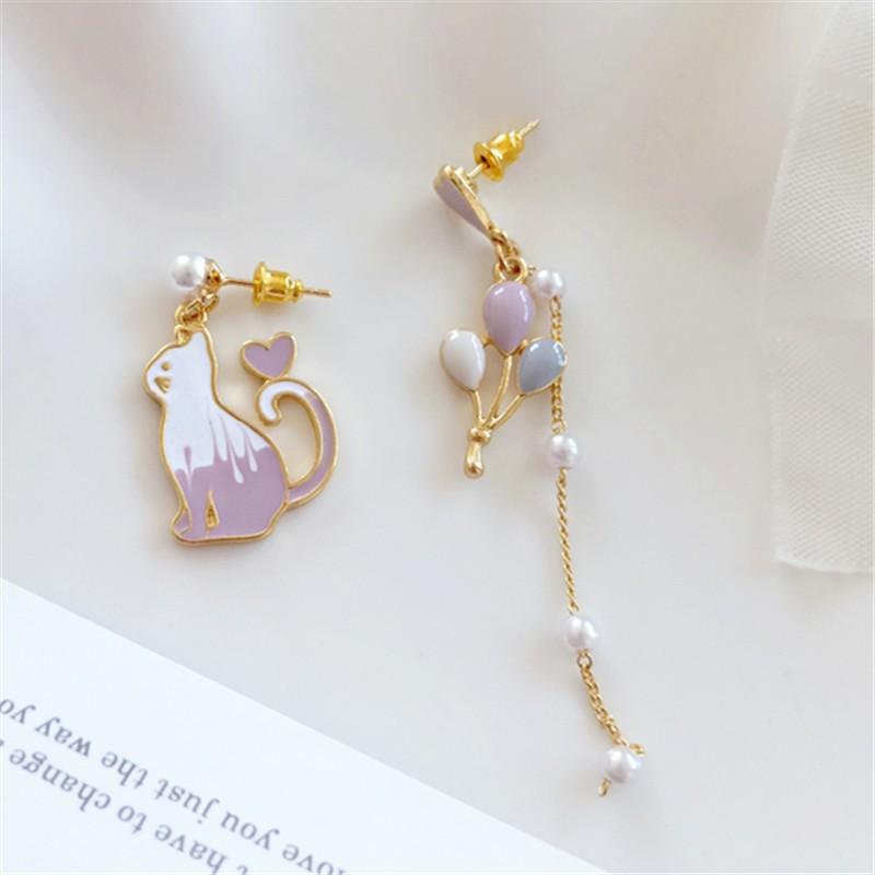 ピアス ネコ 猫 ねこ 風船 メルヘン パステル シンプル 可愛い ホワイト 白 チェーン レディース 揺れる 大人 ガーリー パール ハート ストーン 送料無料 |  | 05