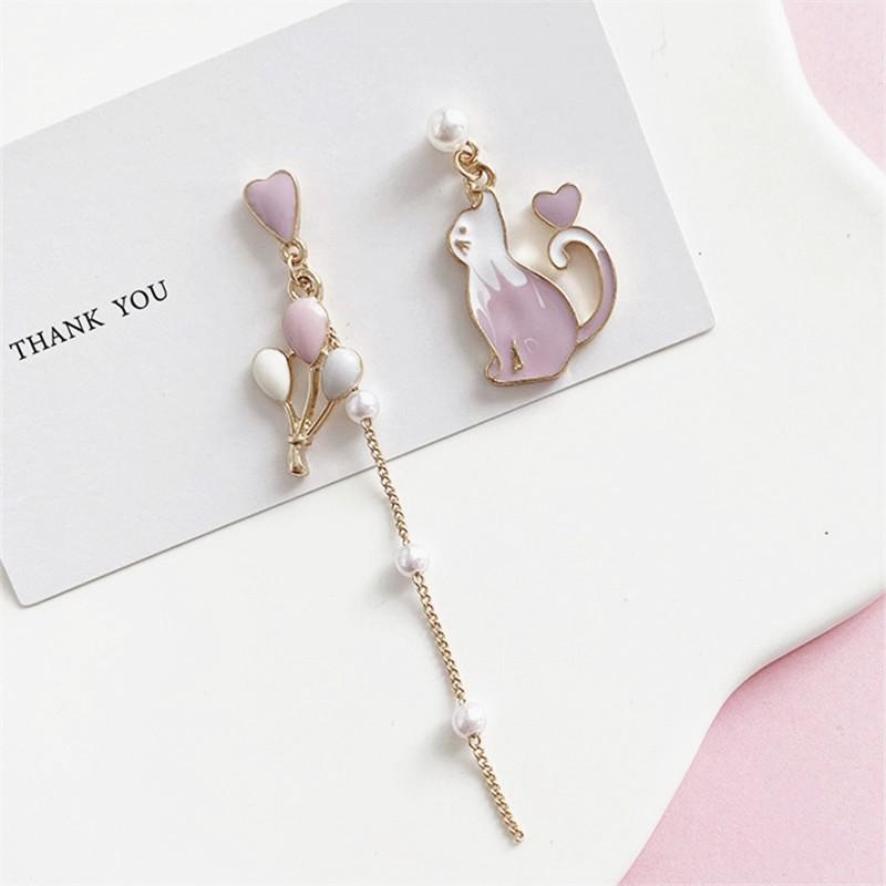 ピアス ネコ 猫 ねこ 風船 メルヘン パステル シンプル 可愛い ホワイト 白 チェーン レディース 揺れる 大人 ガーリー パール ハート ストーン 送料無料 |  | 09