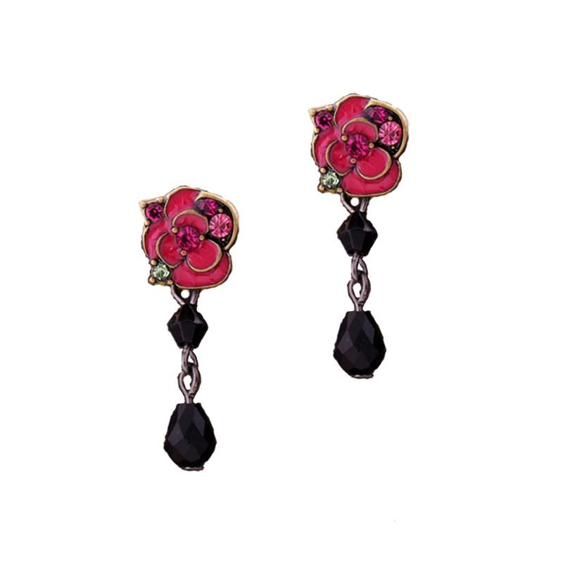 ピアス バラ 薔薇 花 フラワー ゴシック ゴスロリ エレガント レディース ブラック ローズ 大人 可愛い 原宿系 V系 ブラック 黒 ハロウィン ストーン 送料無料 | 