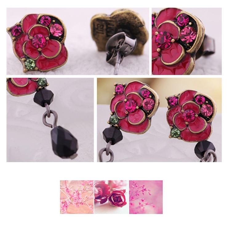 ピアス バラ 薔薇 花 フラワー ゴシック ゴスロリ エレガント レディース ブラック ローズ 大人 可愛い 原宿系 V系 ブラック 黒 ハロウィン ストーン 送料無料 |  | 01