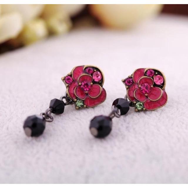 ピアス バラ 薔薇 花 フラワー ゴシック ゴスロリ エレガント レディース ブラック ローズ 大人 可愛い 原宿系 V系 ブラック 黒 ハロウィン ストーン 送料無料 |  | 02