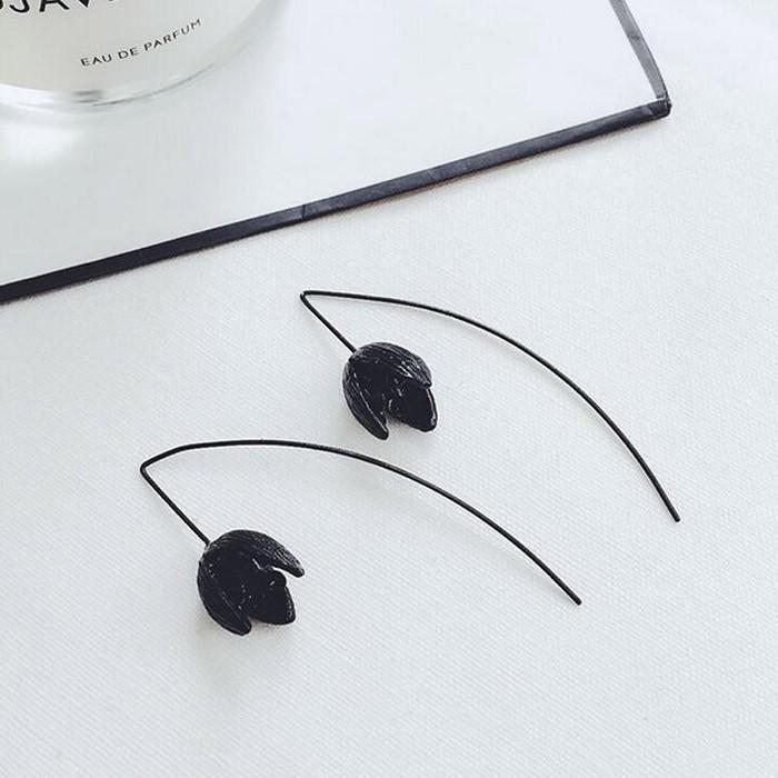 ピアス 黒 花 フラワー ロング 揺れる ジュエリー 女性 レディース フラワー ビンテージ アクセサリー 大人 可愛い ゴシック ゴスロリ ブラック 送料無料 |  | 05