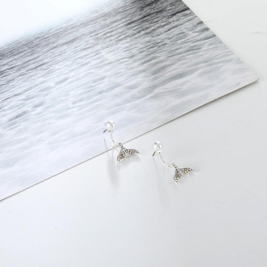 ピアス 尻尾 マリン クジラ 魚 ジュエリー 人気 クリスタル ドルフィン