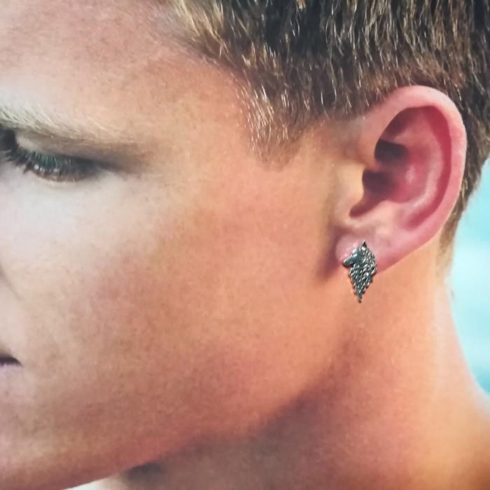 シルバーピアス  ウルフ  狼  オオカミ 仁-ZIN-　シルバー925 シルバーピアス 狼rouブランド 仁-ZIN- 925 メンズ ピアス