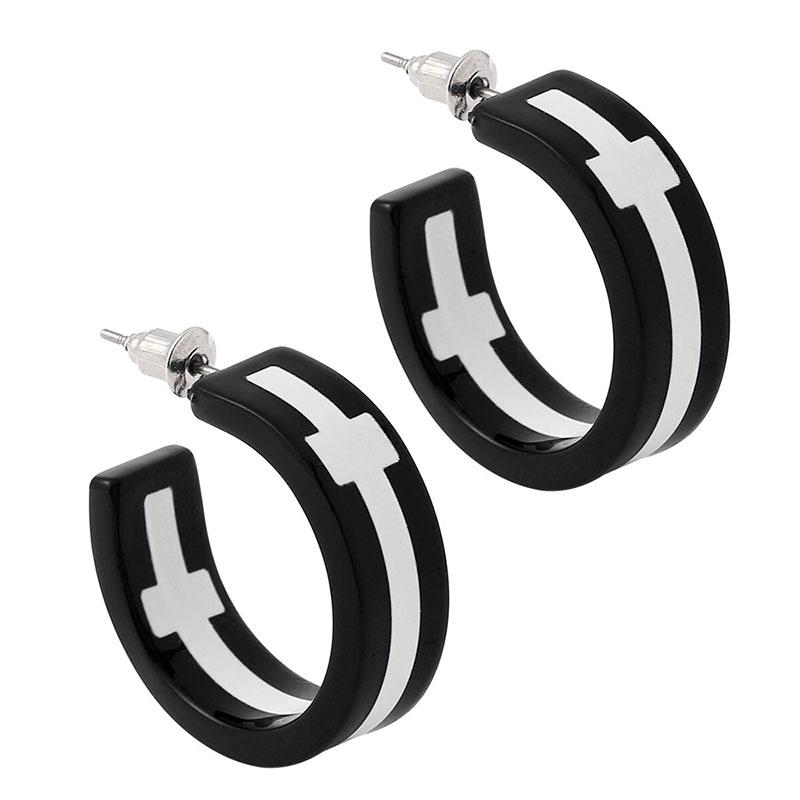 送料無料 ピアス クロス コスプレ フープピアス 十字架 推し活 パンク