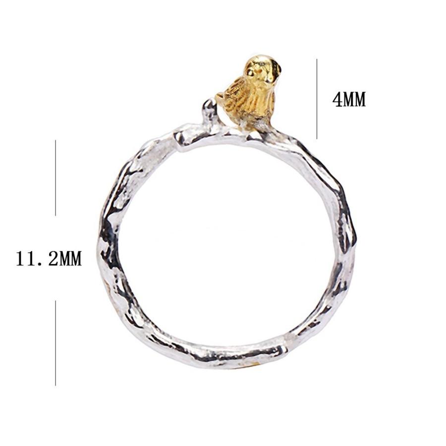 リング 指輪 小鳥 小枝 シルバー フリーサイズ ゴールド 鳥 鳥雑貨