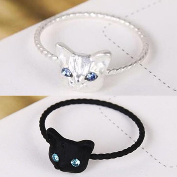 リング 指輪 猫 ネコ キャット キュービックジルコニア CZ クリスタル ブラック シルバー ゴールド ギフト プレゼント 誕生日 ガーリー ハロウィン アクセ |  | 03