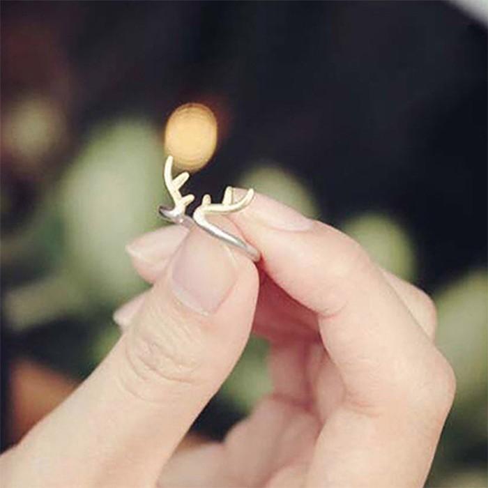 リング 指輪 バンビ 角 鹿 シカ トナカイ ヴィンテージ ゆびわ フリーサイズ アクセ エレガント レディース 可愛い  ポップ ギフト 人気 |  | 01