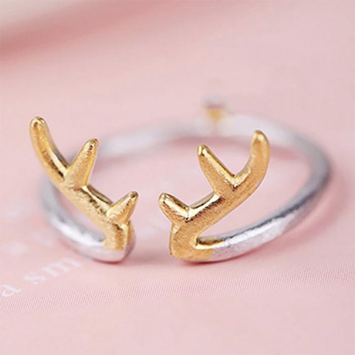 リング 指輪 バンビ 角 鹿 シカ トナカイ ヴィンテージ ゆびわ フリーサイズ アクセ エレガント レディース 可愛い  ポップ ギフト 人気 |  | 04