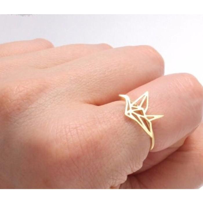 鶴 折り紙 リング 指輪 ガーリー ヴィンテージ 鳥 和風 和物 日本 浴衣 ゆびわ フリーサイズ アクセサリー エレガント 高品質 レディース ツル 鳥 |  | 05