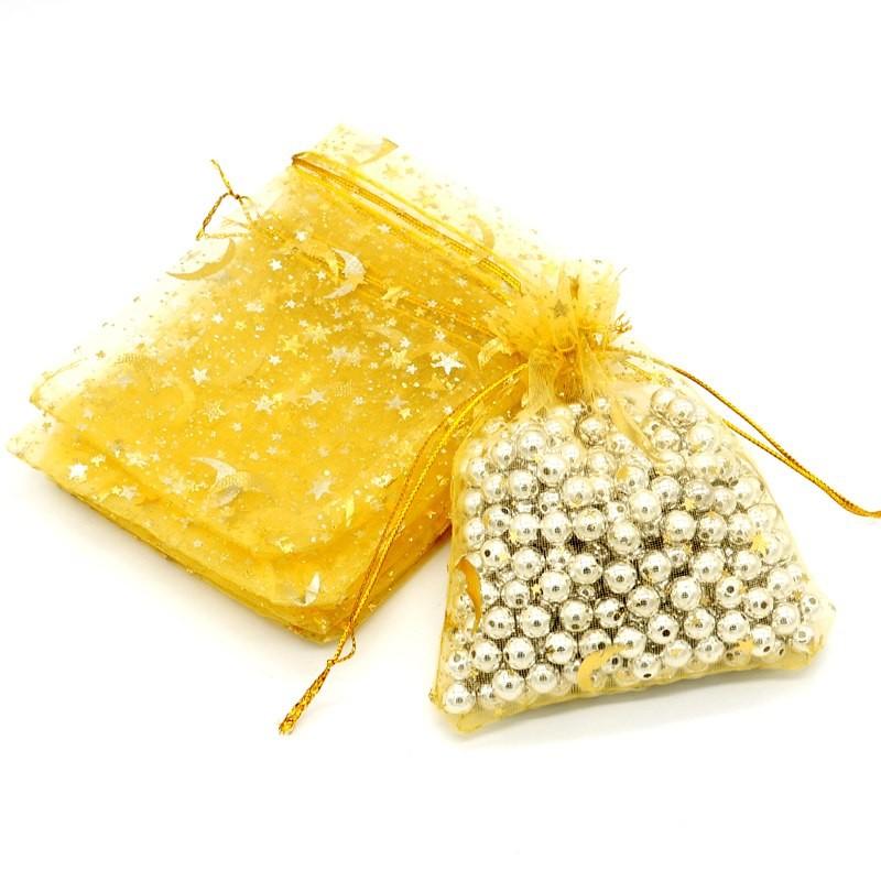 10枚入り 星 月 オーガンジー巾着袋 ハロウィン アクセサリーバック ラッピング用品 ギフト用品 リボン スター ムーン |  | 10