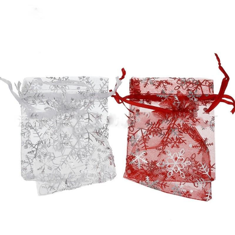 10枚入り 雪 結晶 オーガンジー巾着袋 クリスマス アクセサリーバック ラッピング用品 ギフト用品 リボン スノーフレーク ウィンター｜roxy-workshop｜04