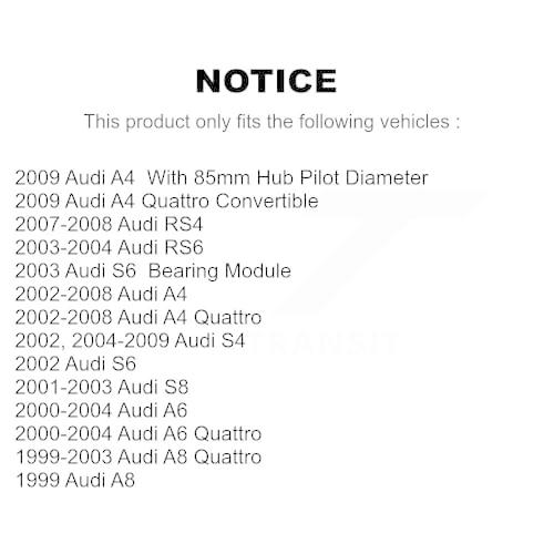 通販サイト Audi A 4 Quattro A 6 S 4 A 8 RS 4 RS 6 S 8 S 6用前輪ベアリング&ハブ組立ペア