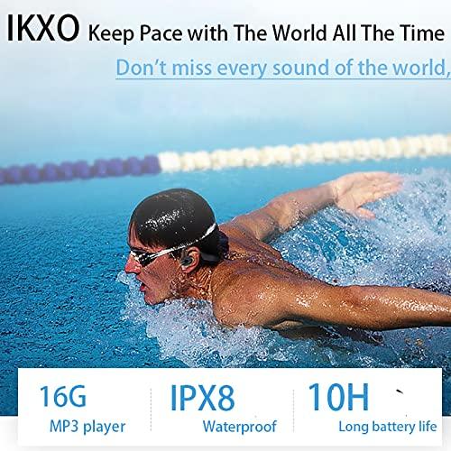 全てのアイテム IKXO水泳骨伝導ヘッドフォン防水MP 3プレーヤー、オープンイヤーワイヤレスイヤホンBluetooth付き16 Gスポーツイヤホンダイビングウォータージムスパ水中走