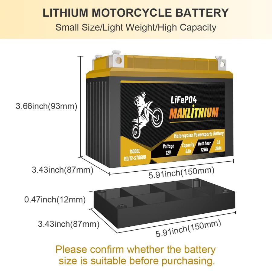 激安定番から人気の限定 Maxlithium YTX 5 L-BS/YTX 4 L-BSリチウムパワースポーツ電池12 V 3.5 Ah 210 AスマートBMS付、適合バイク、バイク、ホンダ、スズキ、スクーター、スノーモ