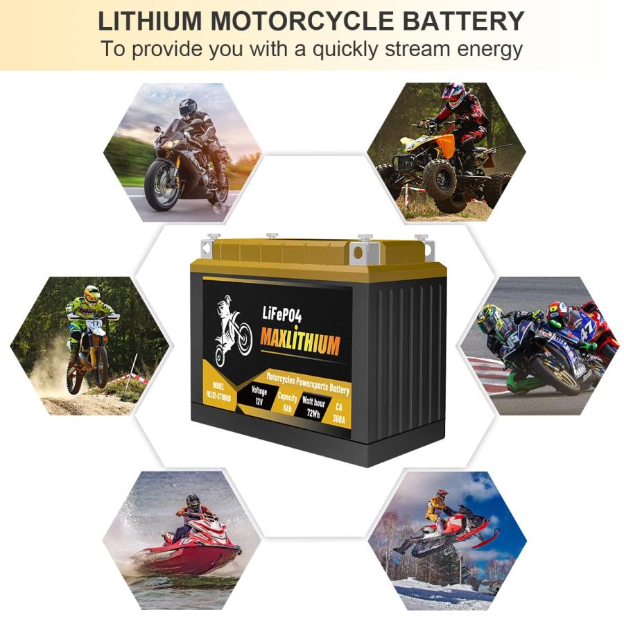 激安定番から人気の限定 Maxlithium YTX 5 L-BS/YTX 4 L-BSリチウムパワースポーツ電池12 V 3.5 Ah 210 AスマートBMS付、適合バイク、バイク、ホンダ、スズキ、スクーター、スノーモ