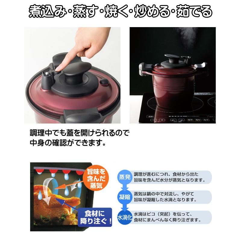 低圧力 無水鍋 4.0L 圧力鍋 6in1 プレミアムセラミック