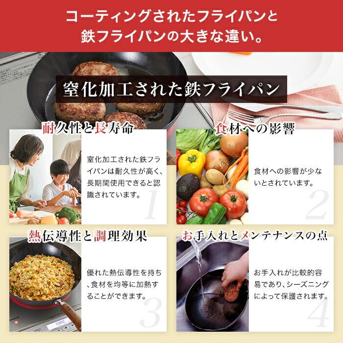 フライパン 鉄 26cm IH対応 純銅製タワシ おまけ付き 日本製 煌鉄 窒化