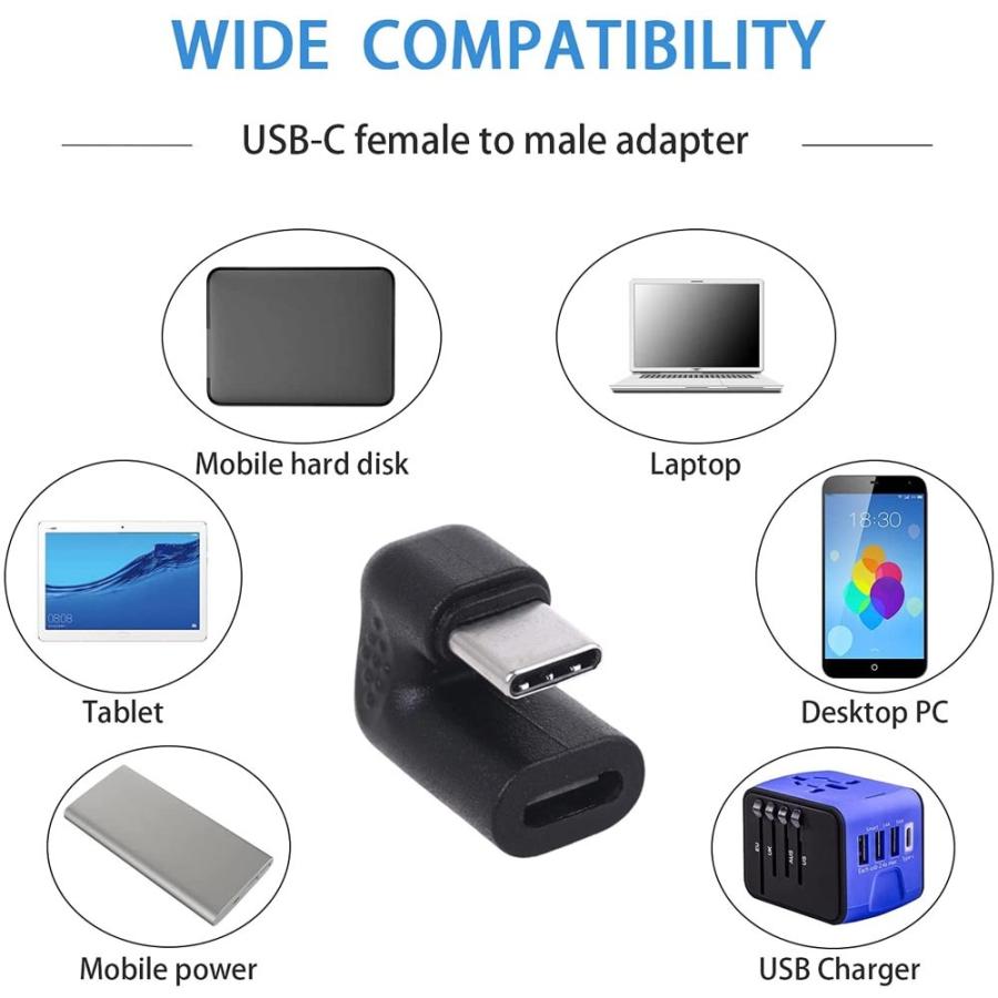 USB Type-C U字 変換 アダプター U型 180° USB3.1 高速充電 タイプc