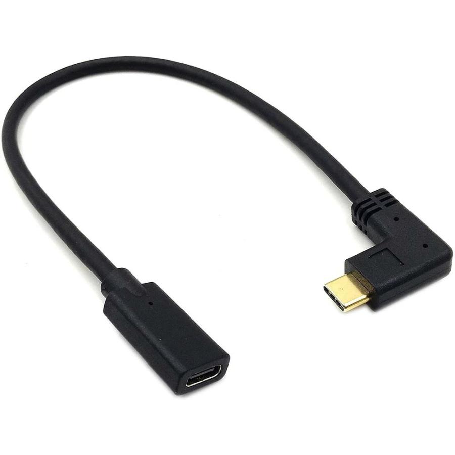 Type-C 延長ケーブル 30cm L字 usb-c 延長 90度 USB C オス-メス 延長