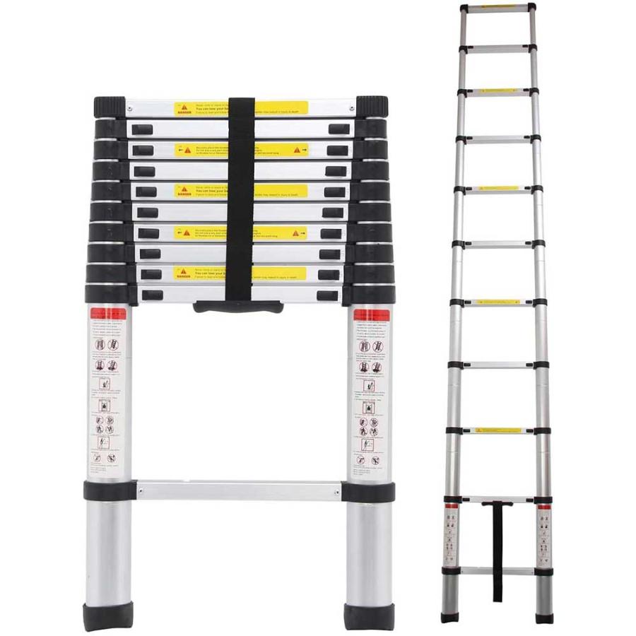 伸縮はしご 最長3.2m アルミはしご 耐荷重150kg 持ち運びやすい 