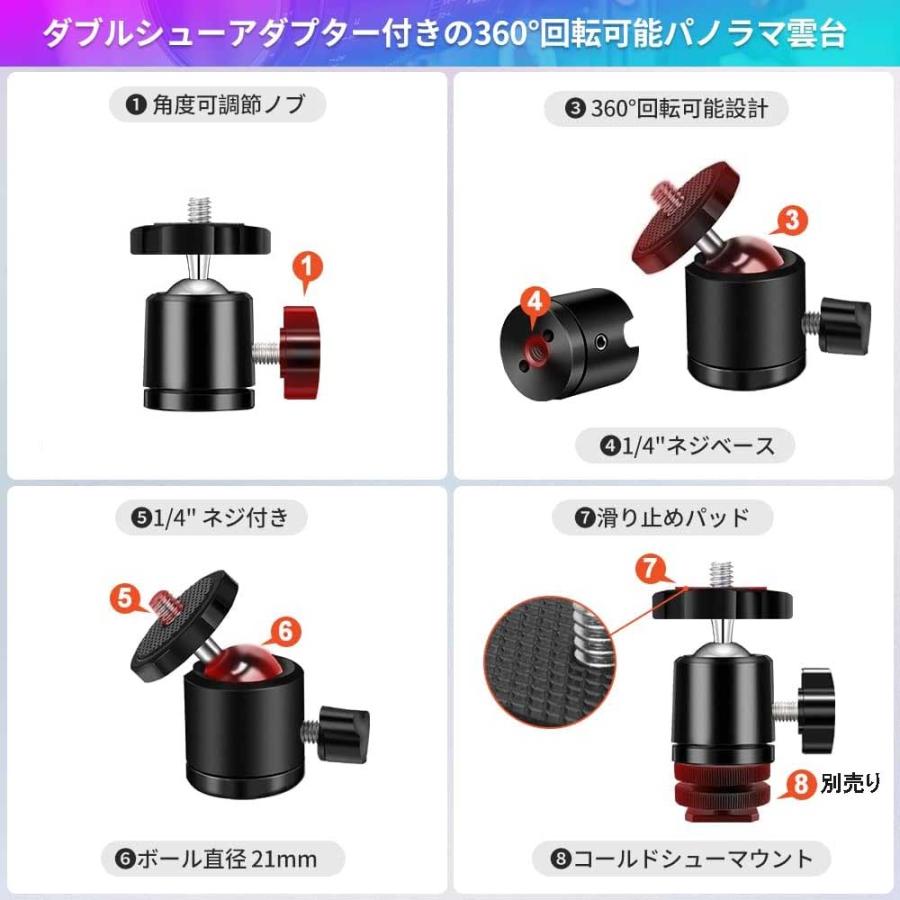 カメラ自由雲台 ボールヘッド 雲台 360度 回転可能 ボールF雲台1/4