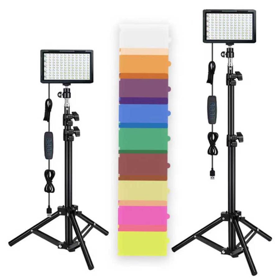 モンスターライト　ライト三脚セット LEDビデオライト三脚付 2パック 撮影照明ライト USB給電 120個LED 調光