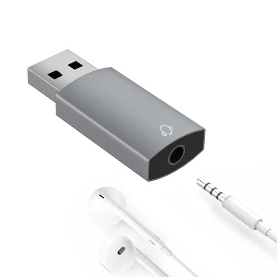 USB 3.5-mm変換アダプタ直挿型外付けサウンドカードTRRS 4極マイク