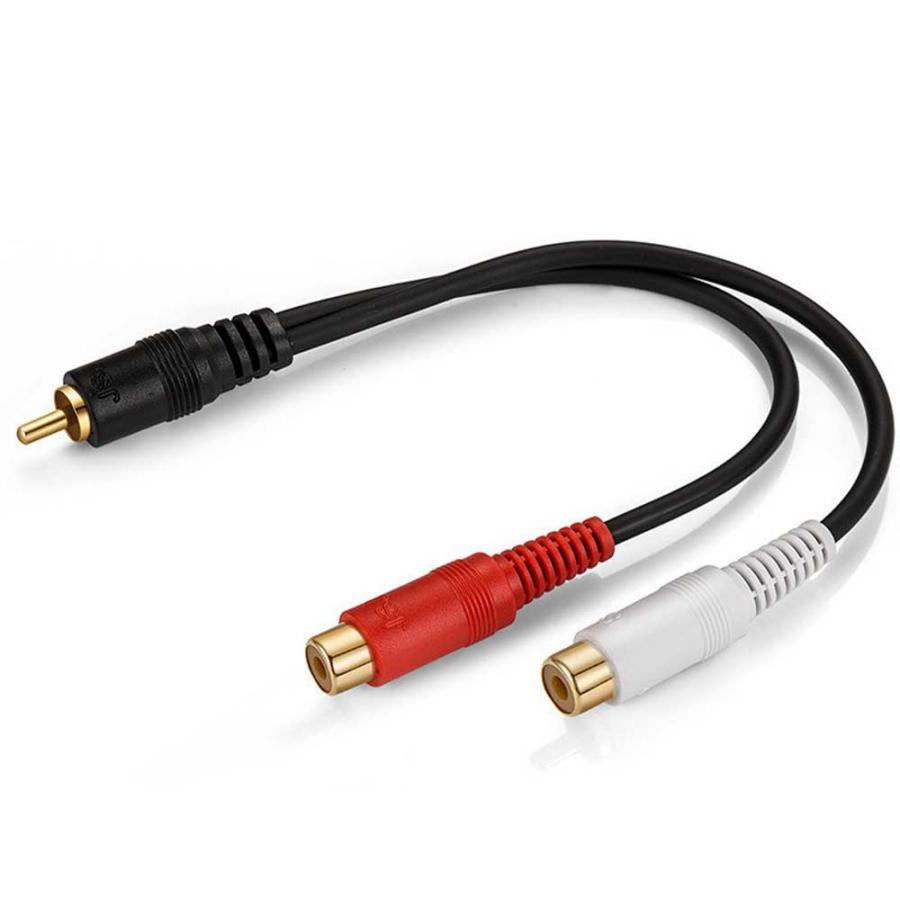 RCA 2分岐 20cmアダプタケーブル オス-メス 1→2分岐 1RCAオスー2RCA