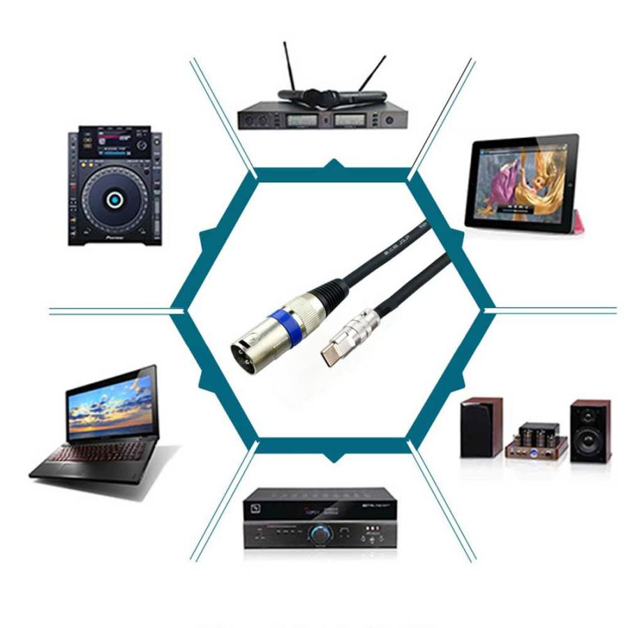 USB Cマイク3ピンXLRケーブル2M TYPE-C-XLRレコーディングケーブル93dB