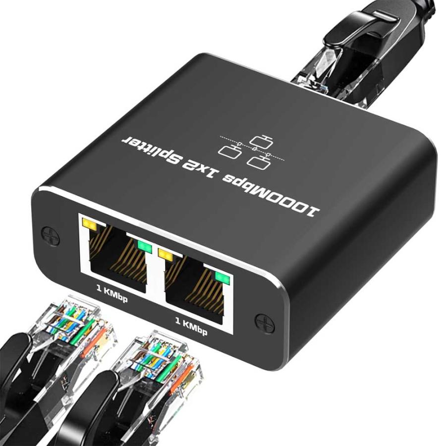 1入力2出力】RJ45/LANネットワークスプリッタアダプタ、ギガビット1000