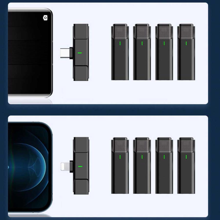 ピンマイク4個セット充電式ケース付き プラグ＆プレイ iPhone Android