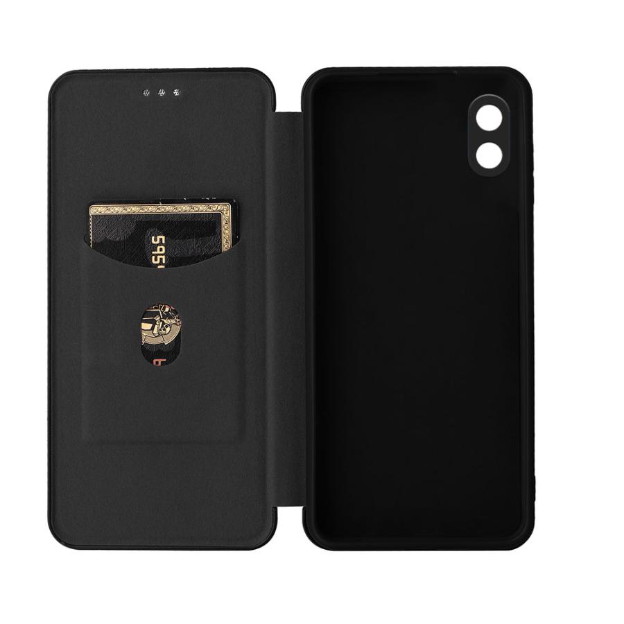 かんたんスマホ4 A402ZT用 スマホケース カバー 手帳型 薄型 カーボン