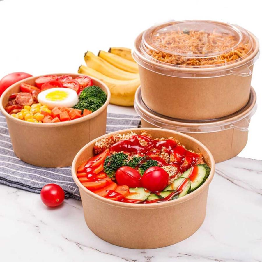 100セット】クラフト紙ボウル 中敷 蓋付き 3点 クラフト紙ボウル