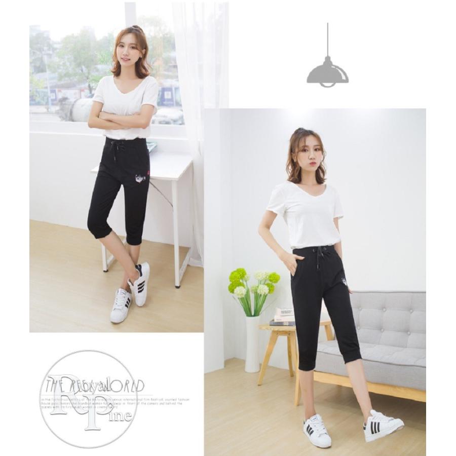 クロップトパンツ レディース 夏 七分丈 ジャージ ボトムス ワン