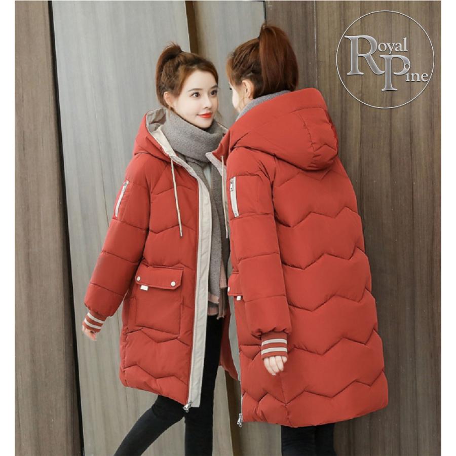 中綿 コート レディース ミドル丈 ダウンコート フード付き ルーズ